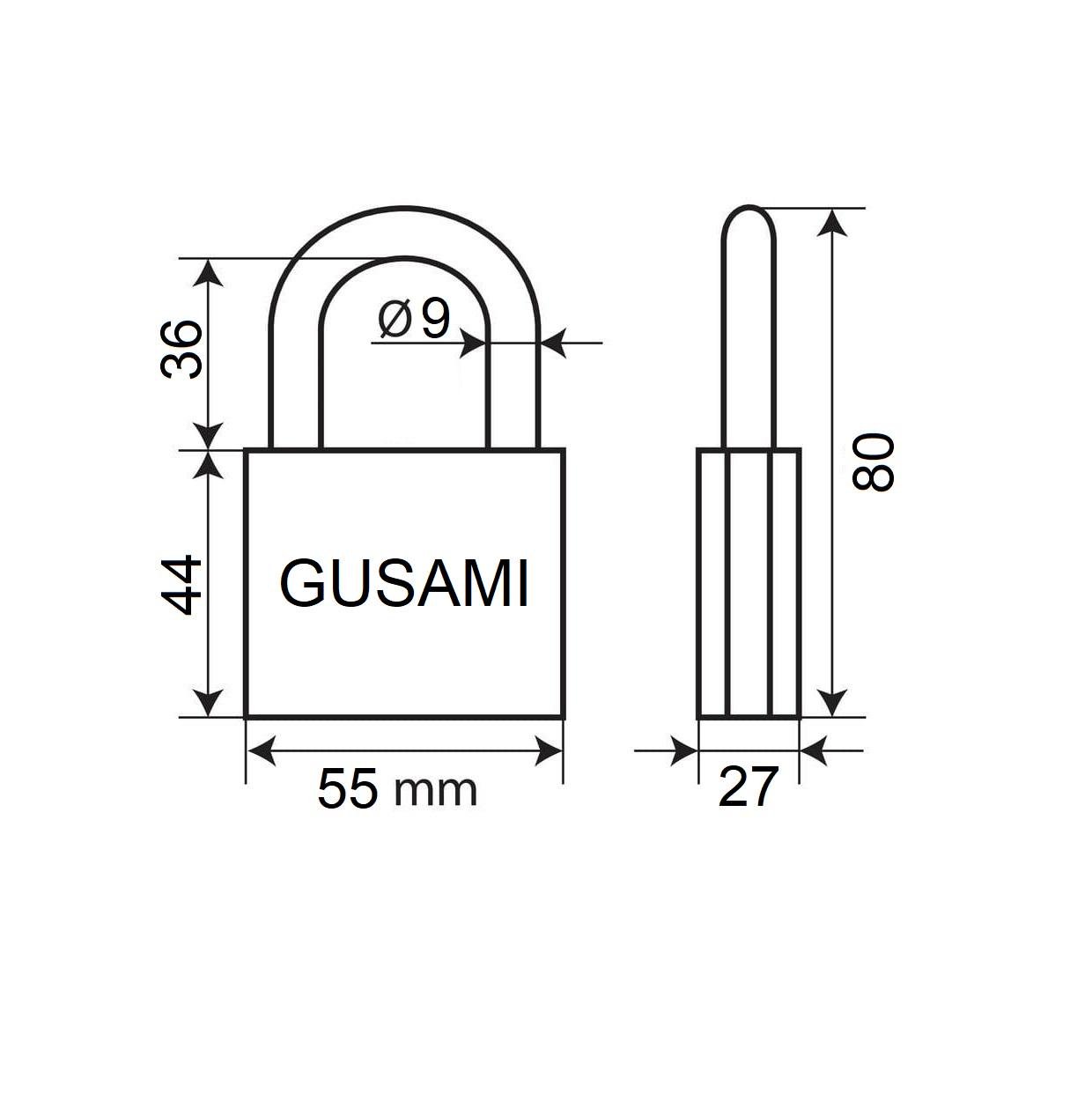 Замок навесной влагостойкий Gusami 3 ключа 55 мм (ЗН415) - фото 3