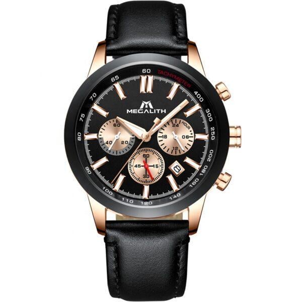 Часы стильные MegaLith 8015M/Leather Band Black (2595136857)