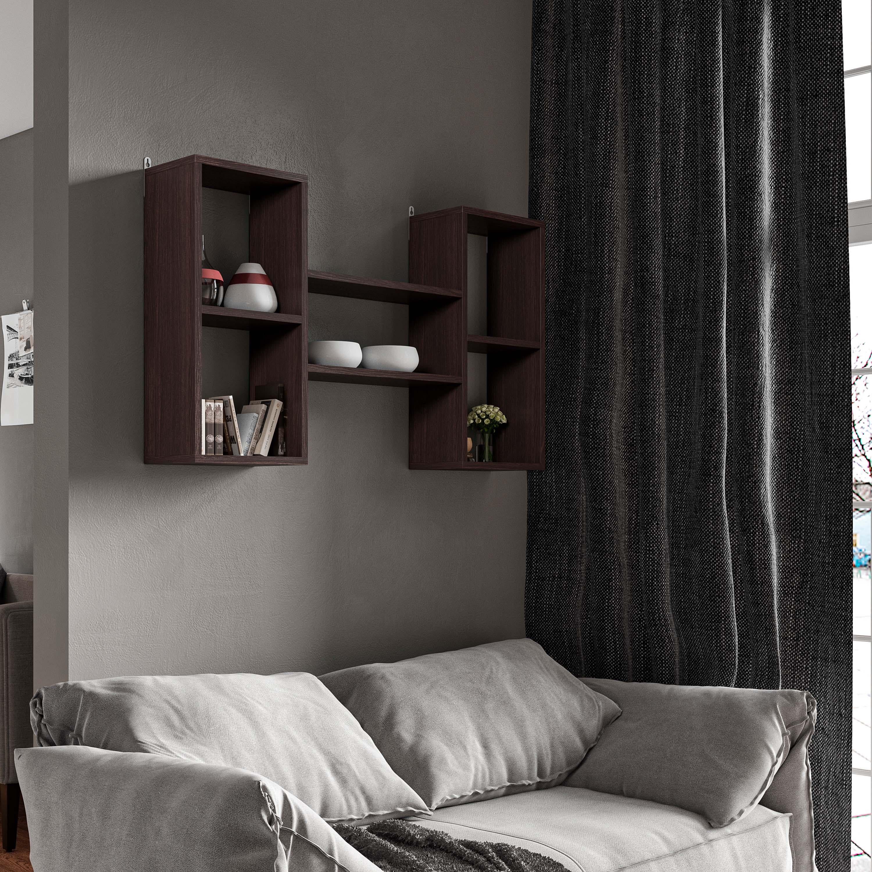 Полочка навесная Т11 101х60х18 см Венге темный (25011886)