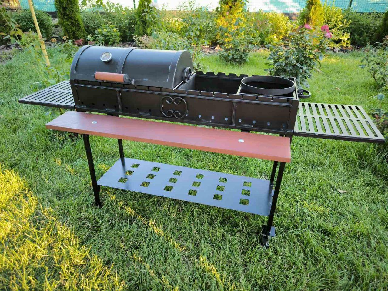 Гриль-мангал на півкришки з решіткою з нержавіючої сталі та підставкою під казан сталь 4 мм (2559116823) - фото 4 Гриль-мангал на півкришки з решіткою з нержавіючої сталі та підставкою під казан сталь 4 мм (2559116823) - фото 4