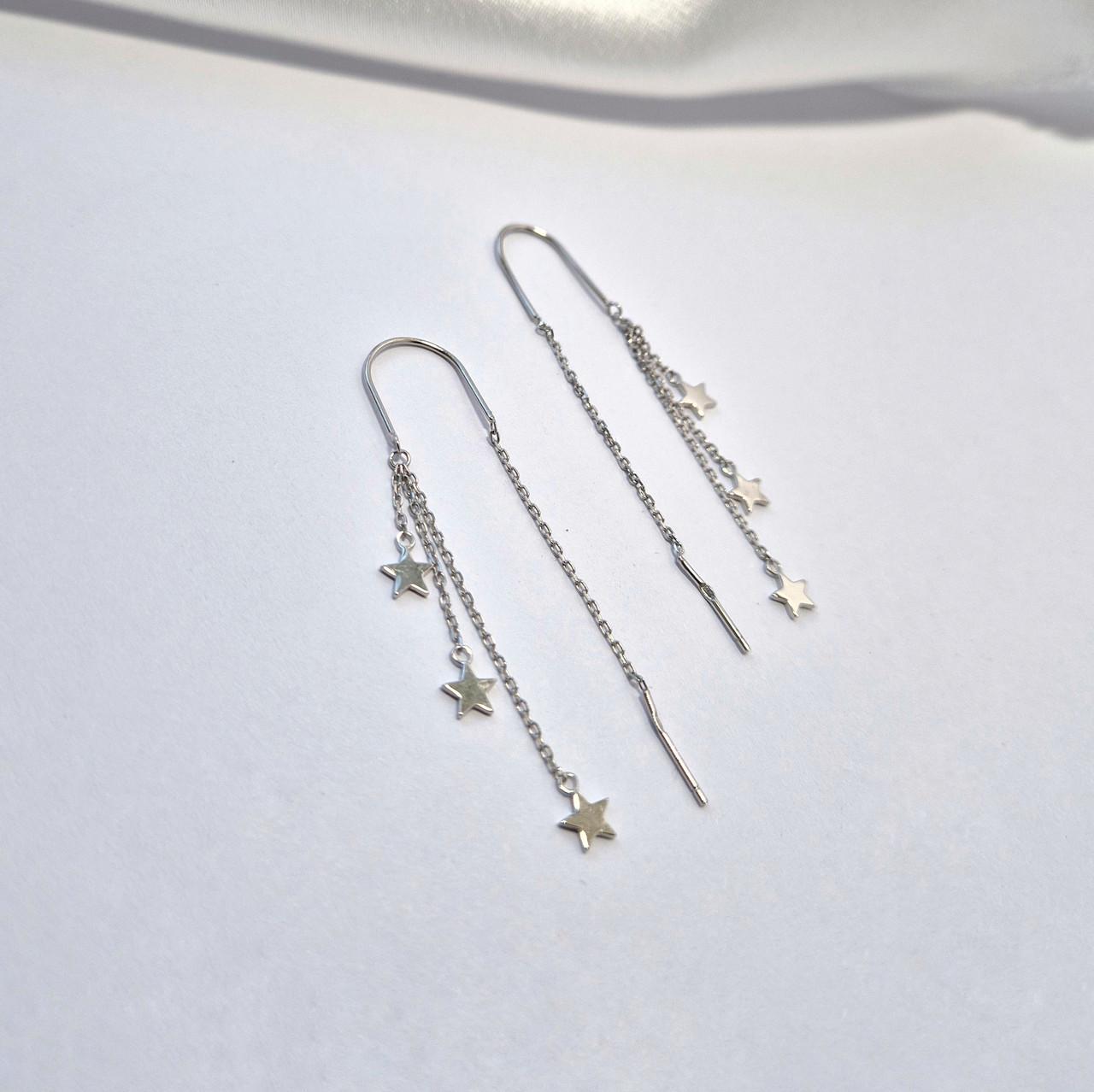 Сережки Звезды без камней серебро 925 пробы 1,50 г (с2/1158)