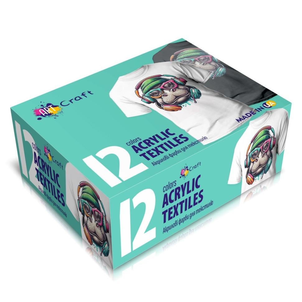 Краски акриловые для текстиля Art Craft в баночках 12 цветов (FA-273-A-1)