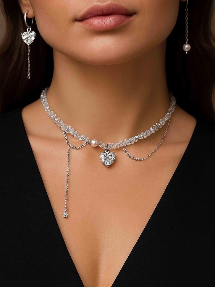 Кольє з перлами та ланцюжками (5488)