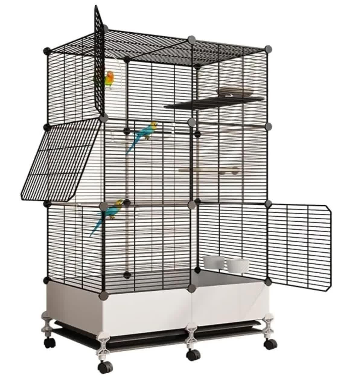 Клетка для птиц KP-84 с игрушками на колесах 73x37x139 см (32562232)