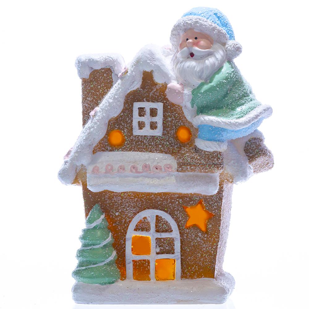 Новогодняя фигурка с подсветкой Домик Санты 14х9х20 см (CR-6-6)