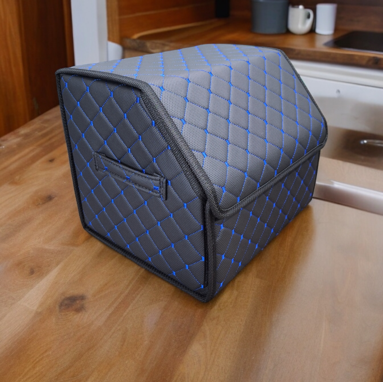 Органайзер в багажник экокожа S 35х30х30 см Черный/Синий (BOXBBS-00003)