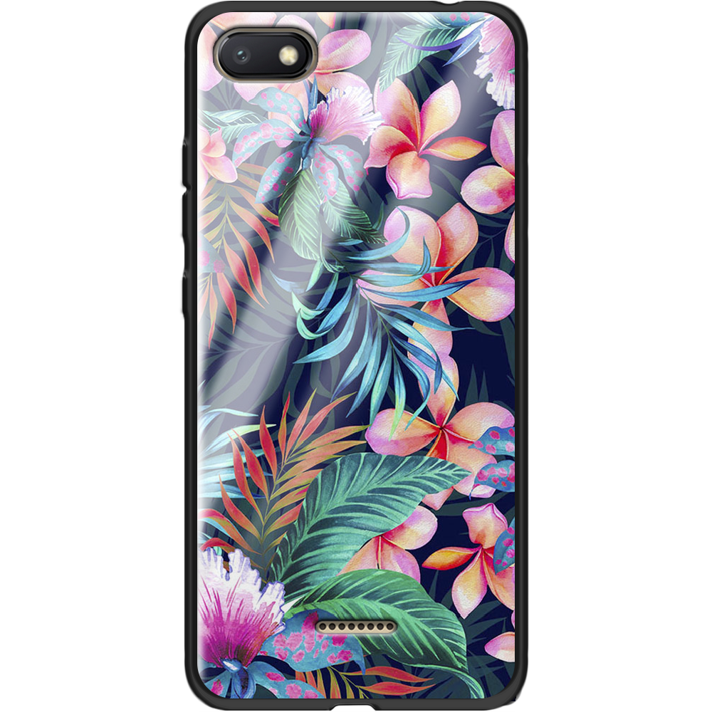 Чехол Boxface Xiaomi Redmi 6A flowers in the tropics Черный силикон со стеклом (34811-up1971-37745)