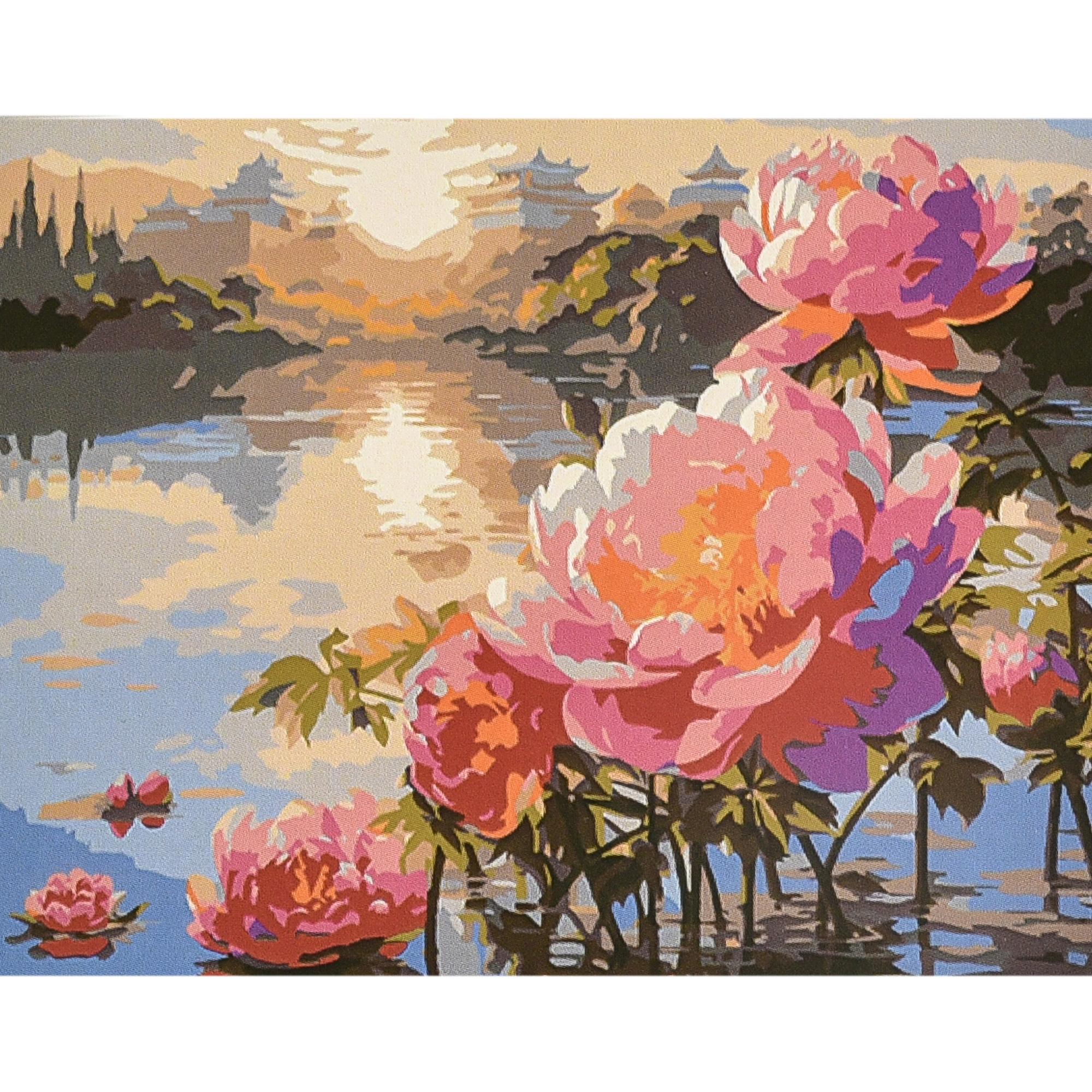 Картина по номерам Strateg Премиум Цветочная элегантность с лаком и уровнем 40x50 см (Str-VA-4670)