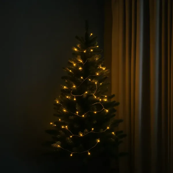 Гирлянда нить 120 LED 10 м черный провод Желтый