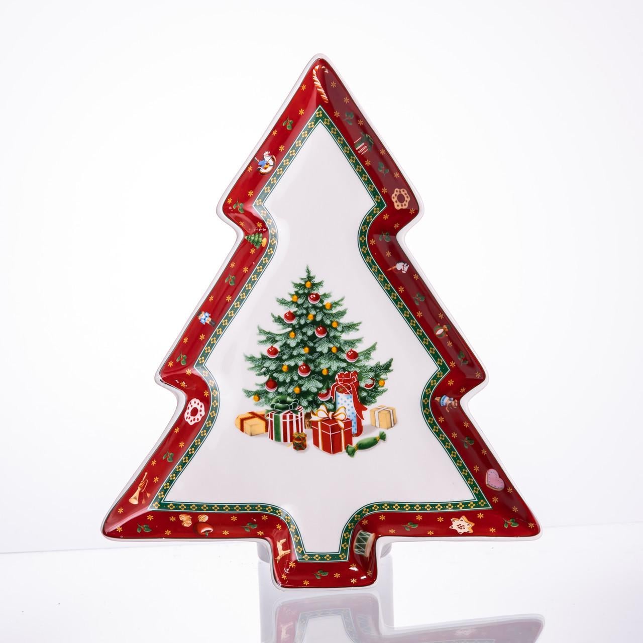 Блюдо для закусок Christmas елка фарфоровая фигурная 29х24 см