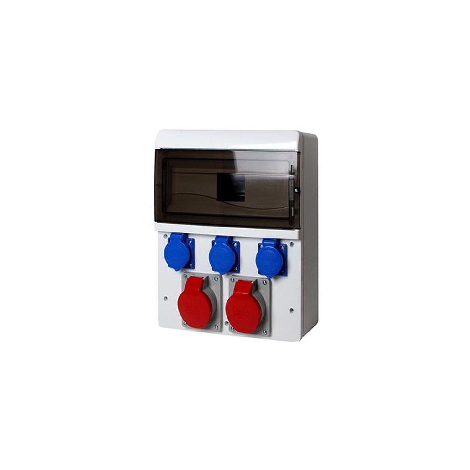 Набор монтажный E.NEXT окно 13 модулей розетки 2x32A 400 В 3P+N+PE/3x16А 230В 2P+PE (6636-000)