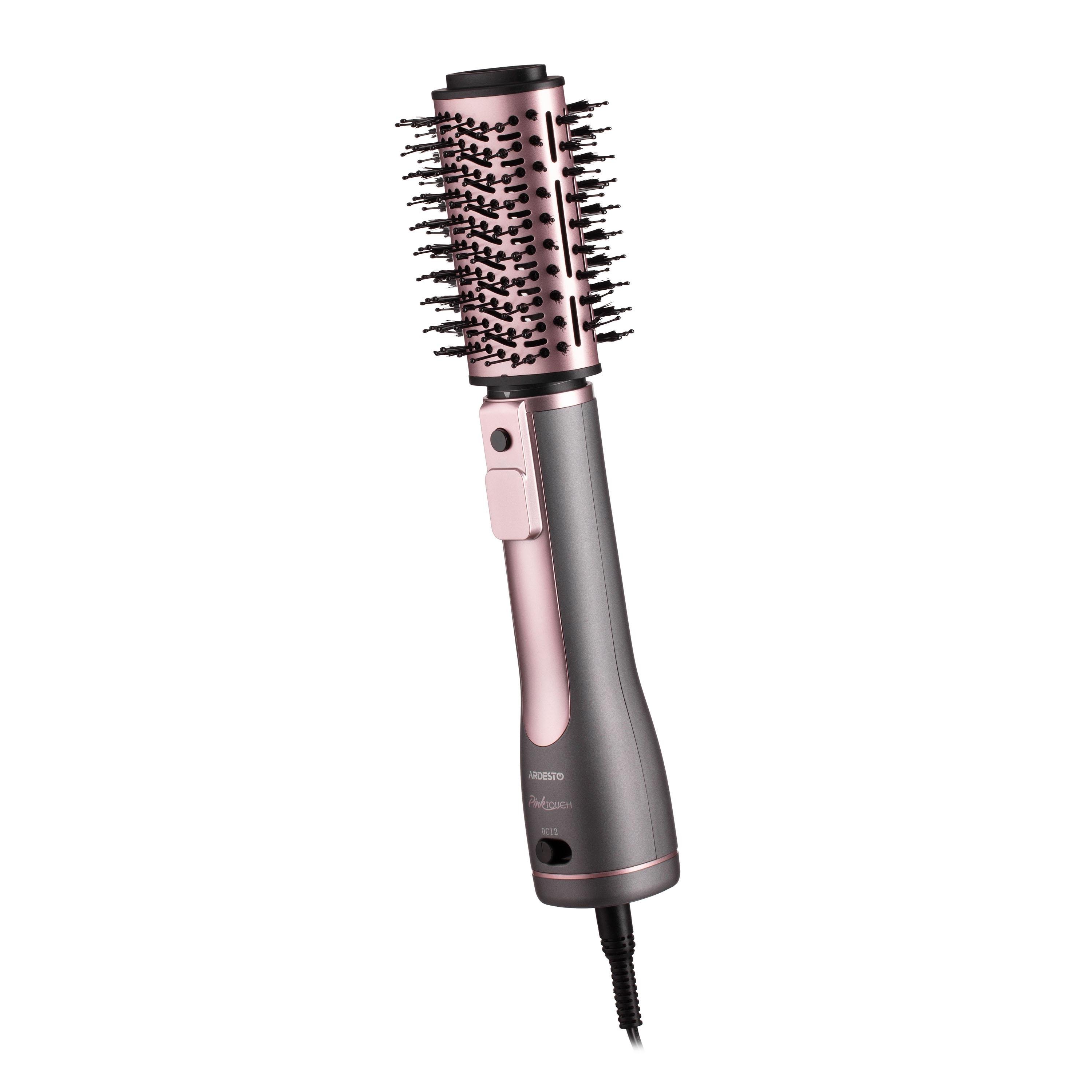 Фен-щетка для волос ARDESTO Brush Pink Touch 1200Вт LED-дисплей 4 насадки Серый с розовым (HD-CR300PT)