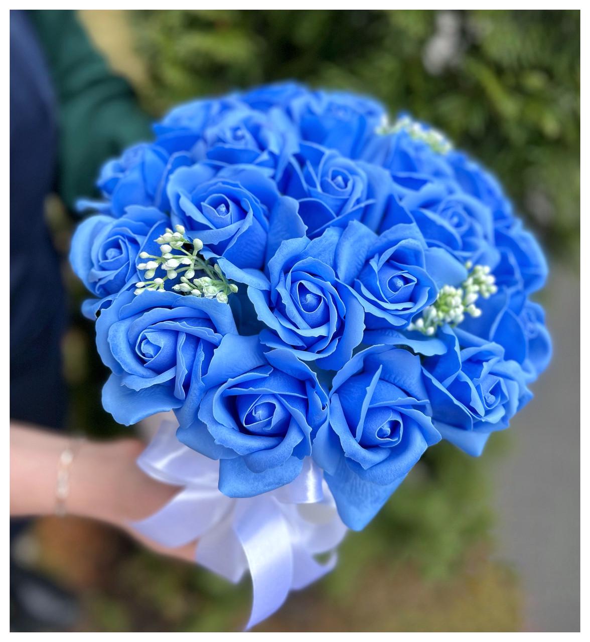 Подарунковий бокс Букет троянд з мила Блакитний (2122059657) - фото 5