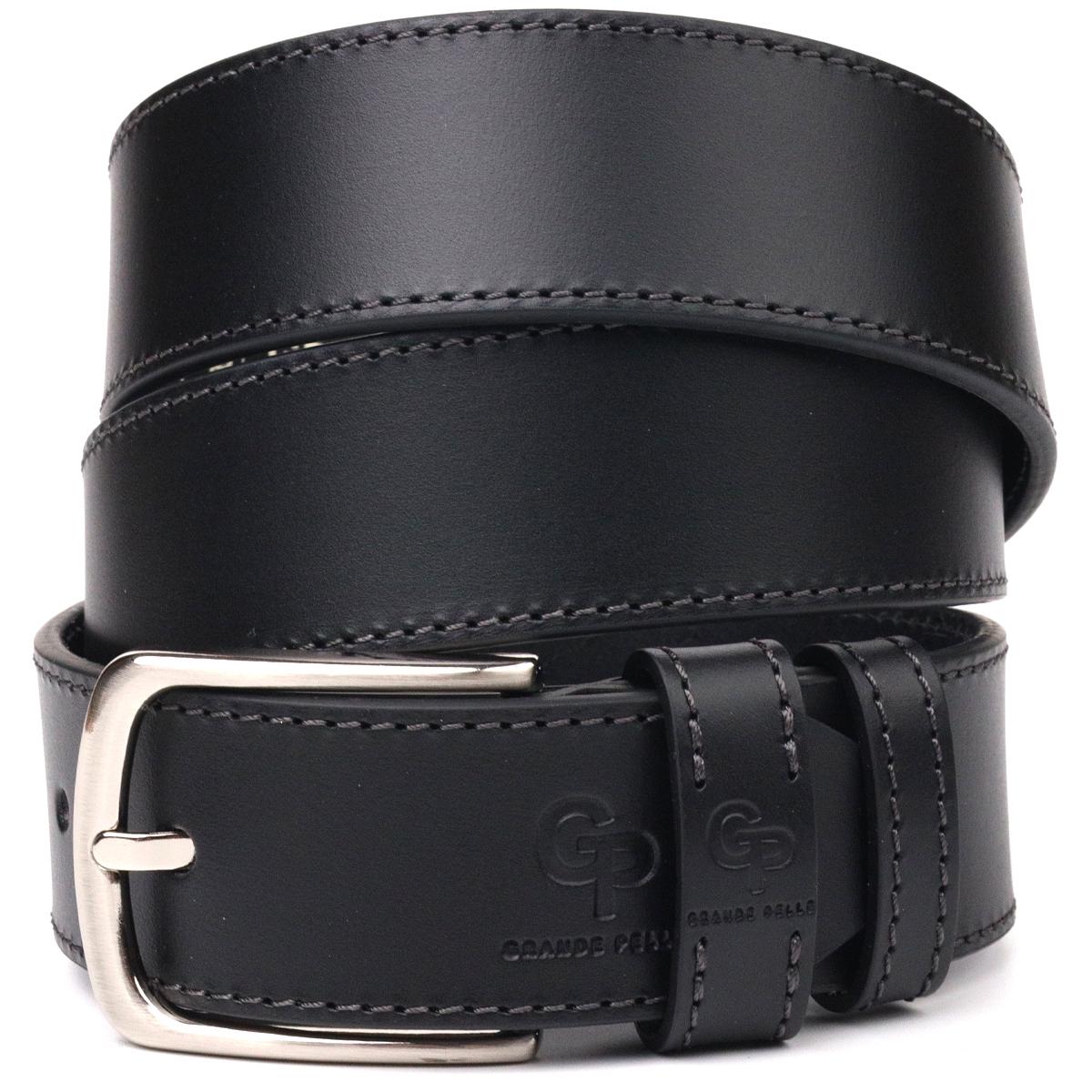 Ремень мужской кожаный Grande Pelle Leather Belt 21464 Черный - фото 1