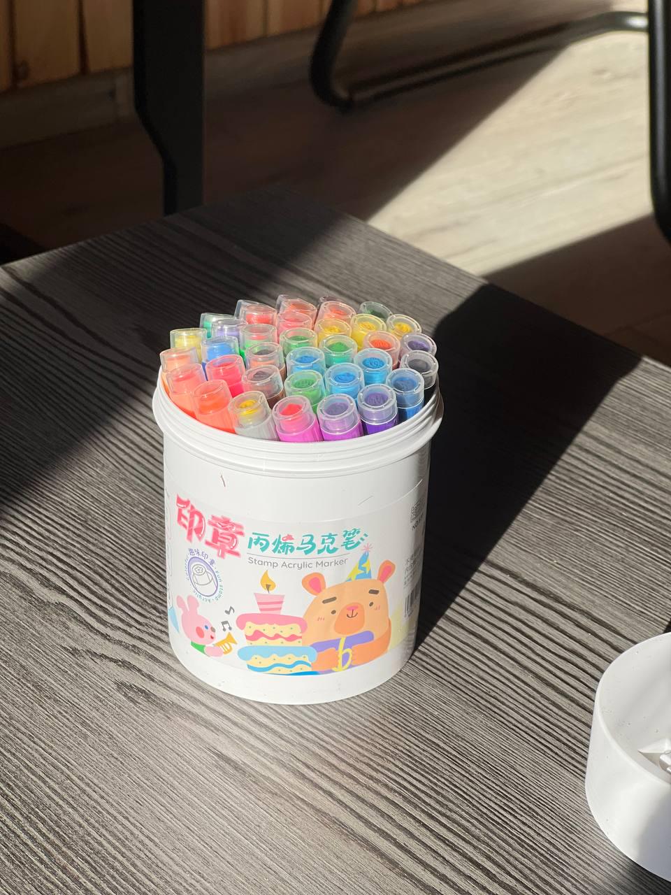 Маркеры акриловые акварельные с печатями для скетчинга 36 цветов - фото 2 Маркеры акриловые акварельные с печатями для скетчинга 36 цветов - фото 2