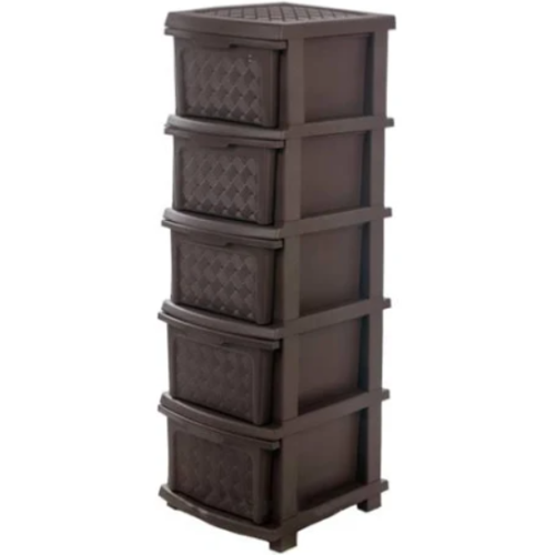 Комод пластиковый R-Plastic Компакт плюс 5 ярусов 106x40x34 см Коричневый