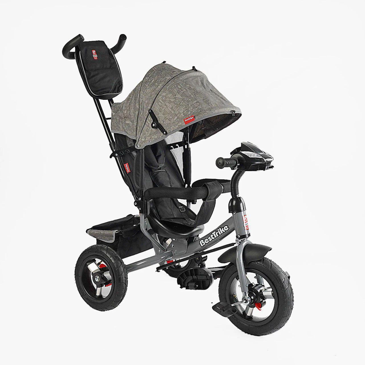 Детский велосипед Best Trike 3390-35-723 с интерактивной панелью и родительской ручкой Серый (28517438)