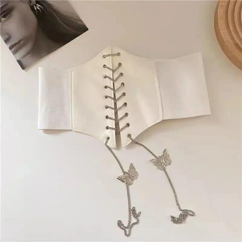 Широкий корсет на шнуровке-цепочке One size White (5727372)