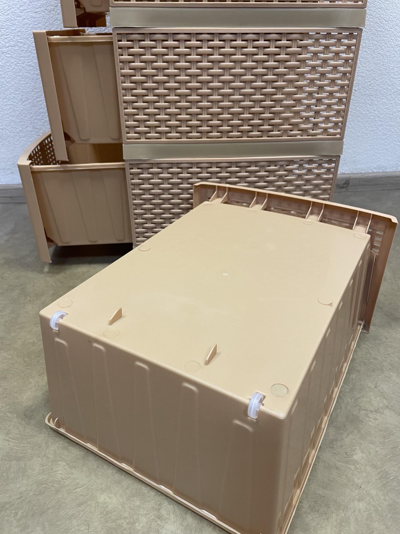 Комод пластиковый Rotange 4 ящика 91х37,5х46 см Бежевый (29439256) - фото 6