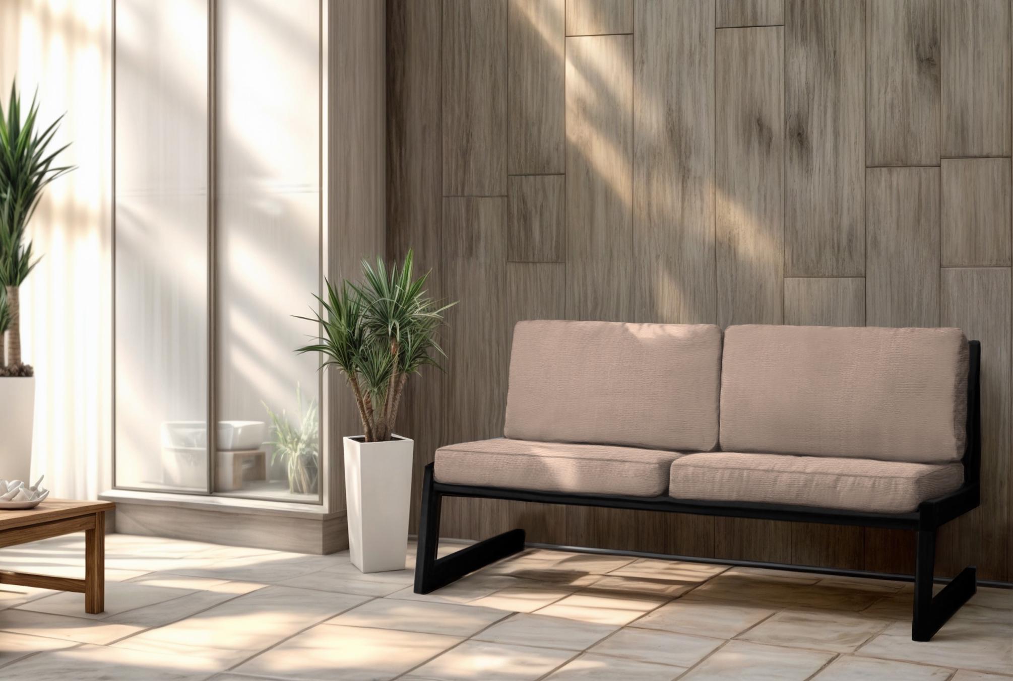 Диван металлический Tobi Sho Флекс DV6 с подушками 750х1560х700 мм рогожка 03/Бежевый (DV069383) - фото 2