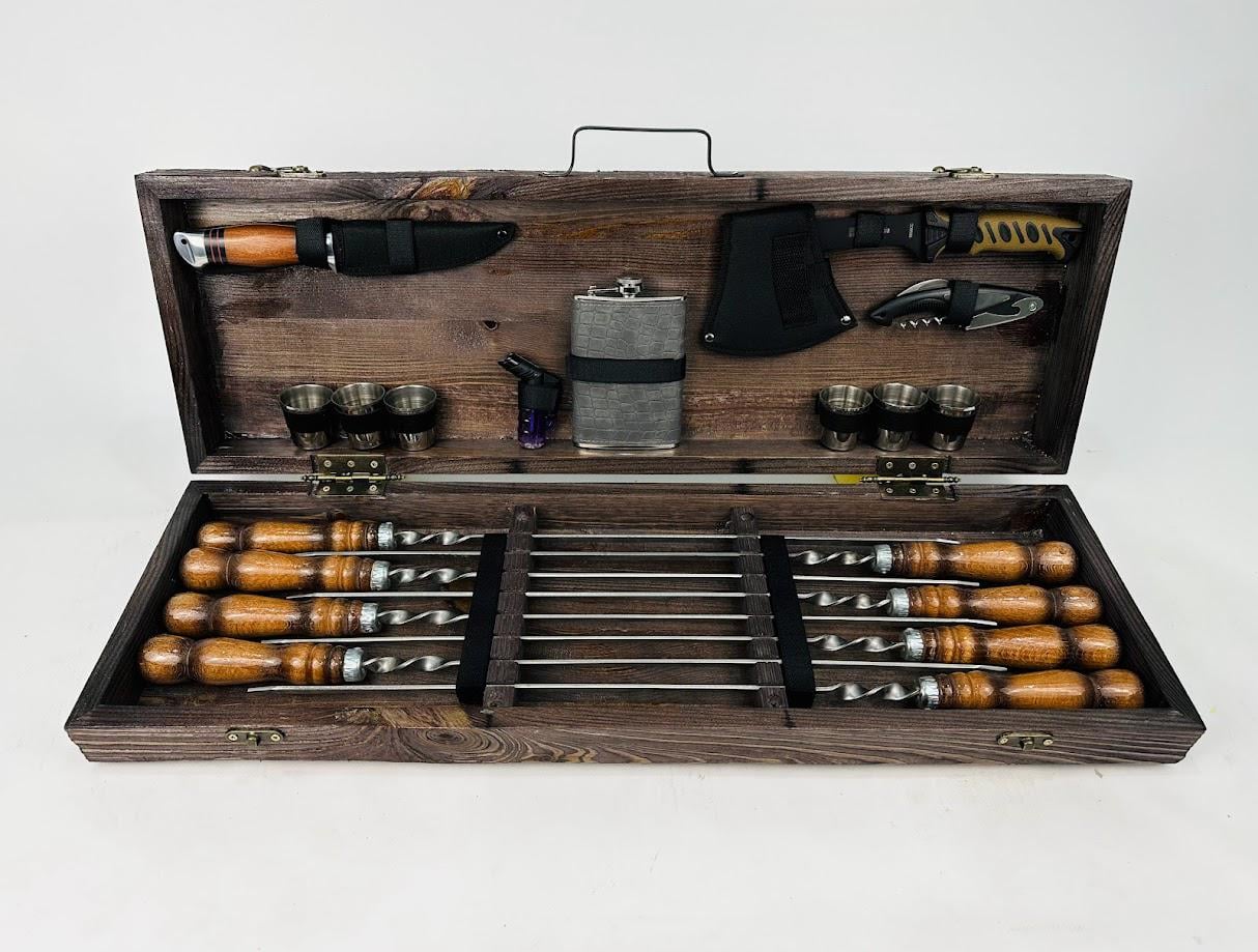 Набор шампуров и аксессуаров Охотник 19 предметов Коричневый (150-10-KS-7610)