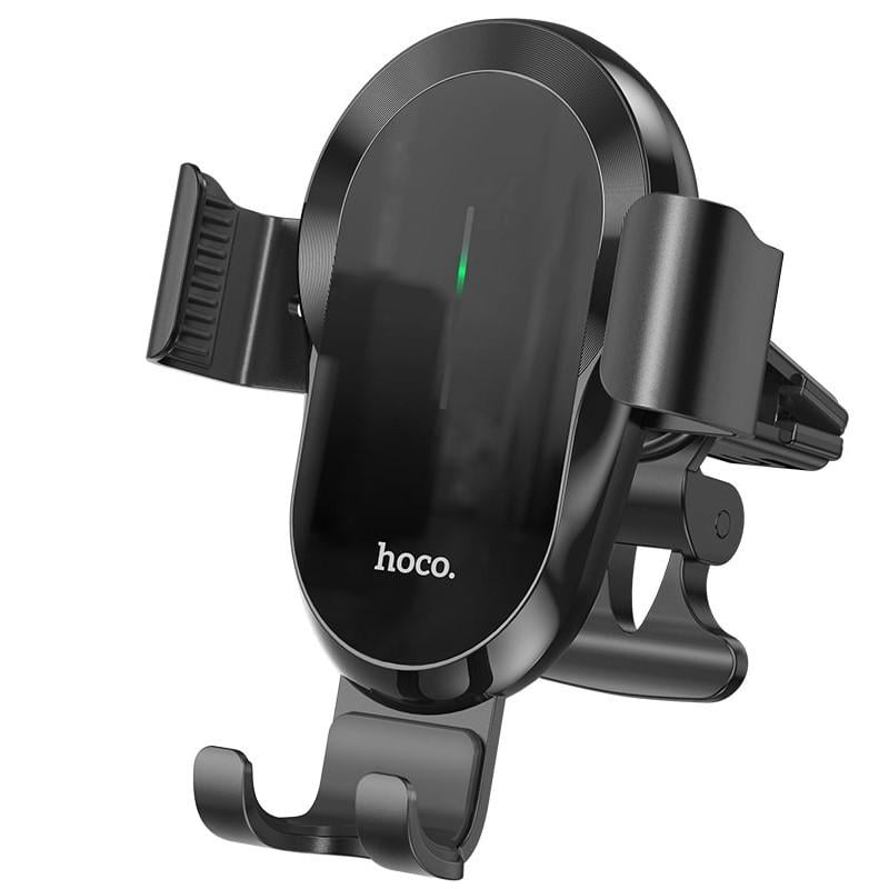 Тримач для телефона в машину Hoco Qi з бездротовою зарядкою швидкою 15W Чорний (CA105)