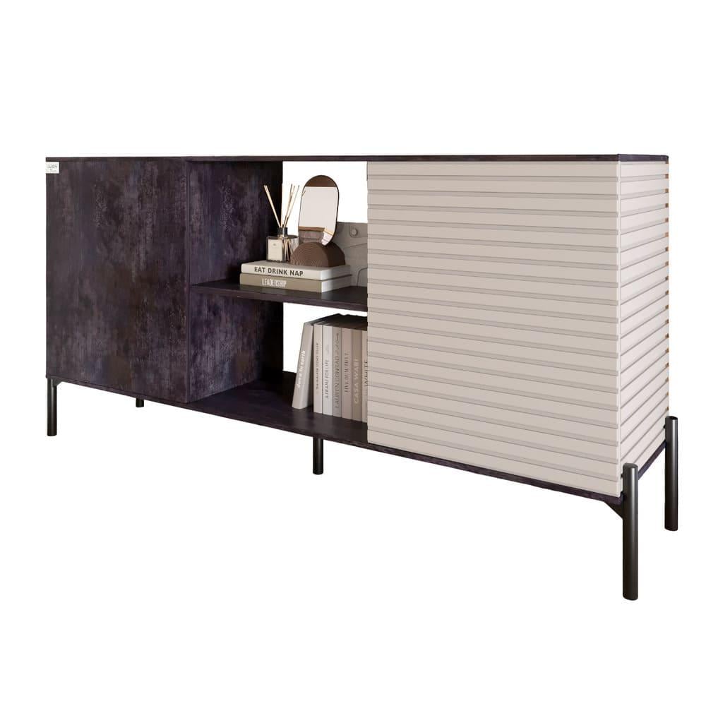 Комод открытый Lion Грей на черных металлических ножках Бетон темный/Кашемир (000-000-2231) - фото 2