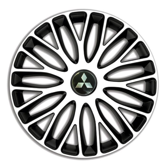 Колпаки для колес 4 Racing Mugello R16 c логотипом Mitsubishi 4 шт. White/Black