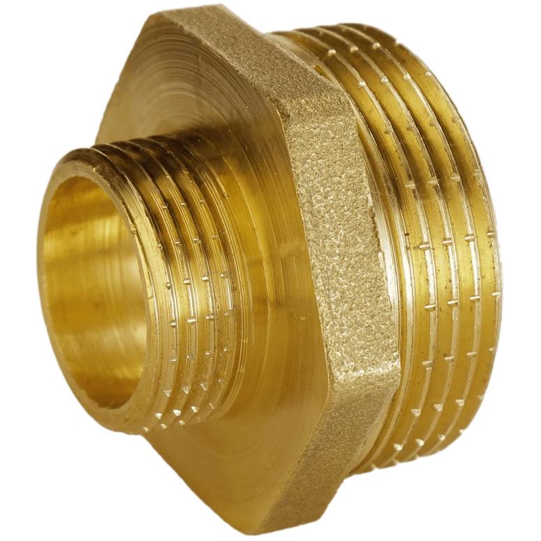 Ниппель редукционный А0510А 1 1/2"х 3/4" ЗЗ латунный (000011839)