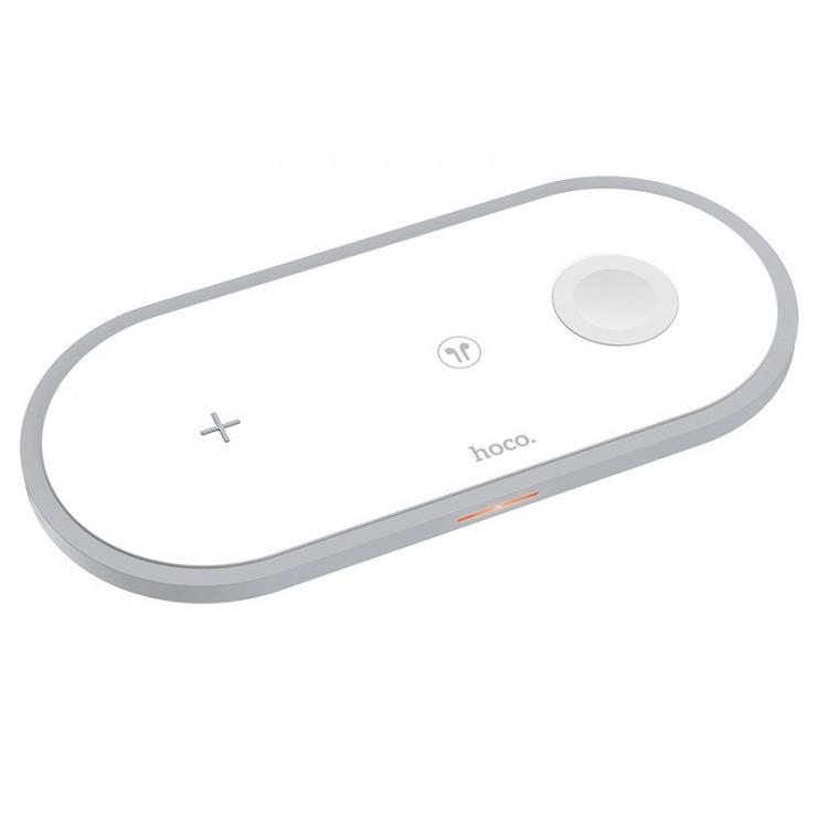 Зарядний пристрій Qi Hoco CW24 бездротовий 15 W 3в1 White (114166)