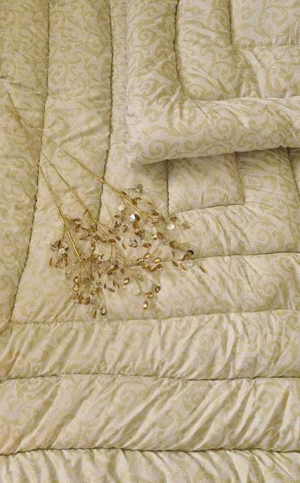 Одеяло евро из овечьей шерсти Бежевые узоры