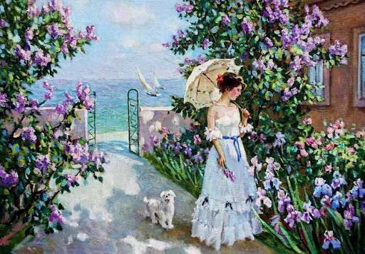 Алмазная мозаика Emerald Craft Девушка в саду у дома 30x40 см (23716)