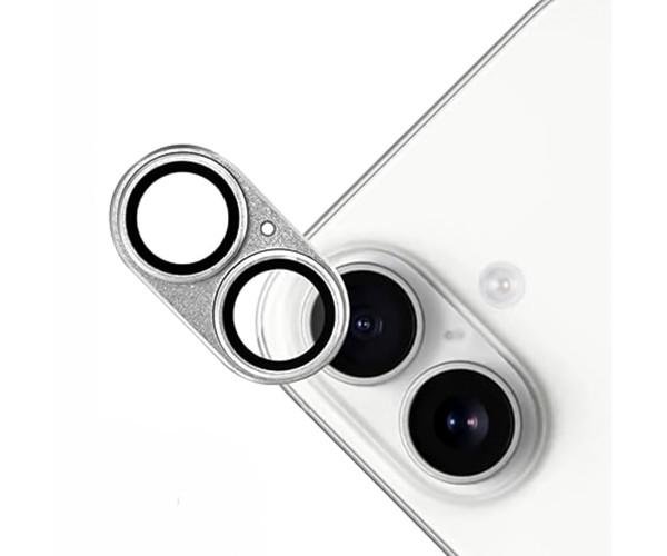 Защитная рамка со стеклом Tempered Glass для iPhone 16 / 16 Plus на заднюю камеру Серебряный