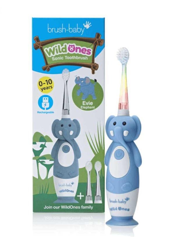 Зубная щетка звуковая Brush-Baby Слоник от 0 до 10 лет 3 насадки (4849)