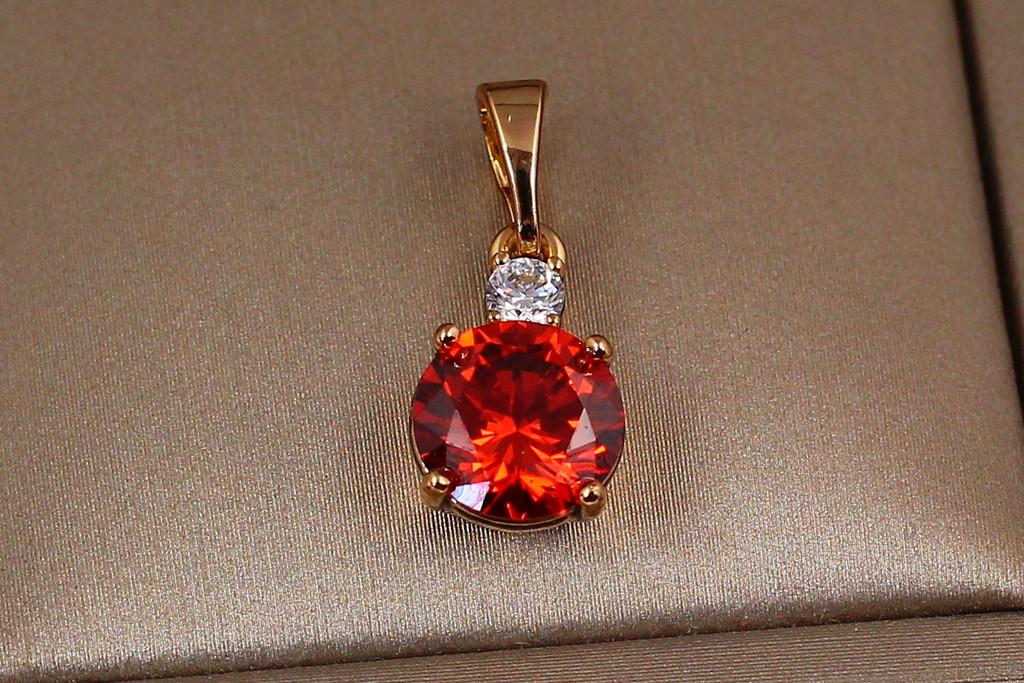 Кулон Xuping Jewelry Капітошка з червоним каменем 7 мм Золотистий (2253973947)