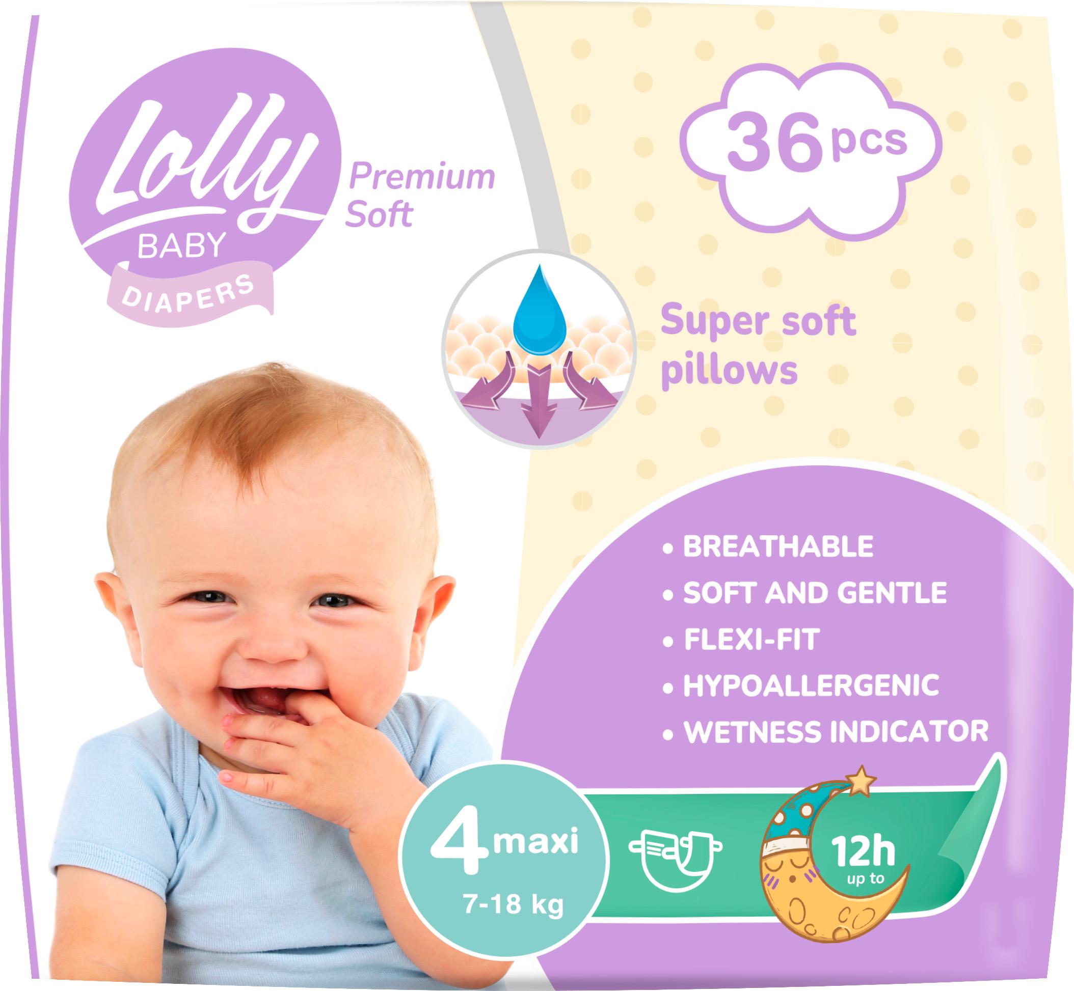 Подгузники детские Lolly Premium Soft 4 7-18 кг 36 шт. (14414)