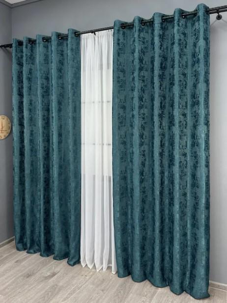 Комплект штор на люверсах Sultan YL жакард 1,5х2,5 м 2 шт. Лазурний (1546ш 37-0253) - фото 4