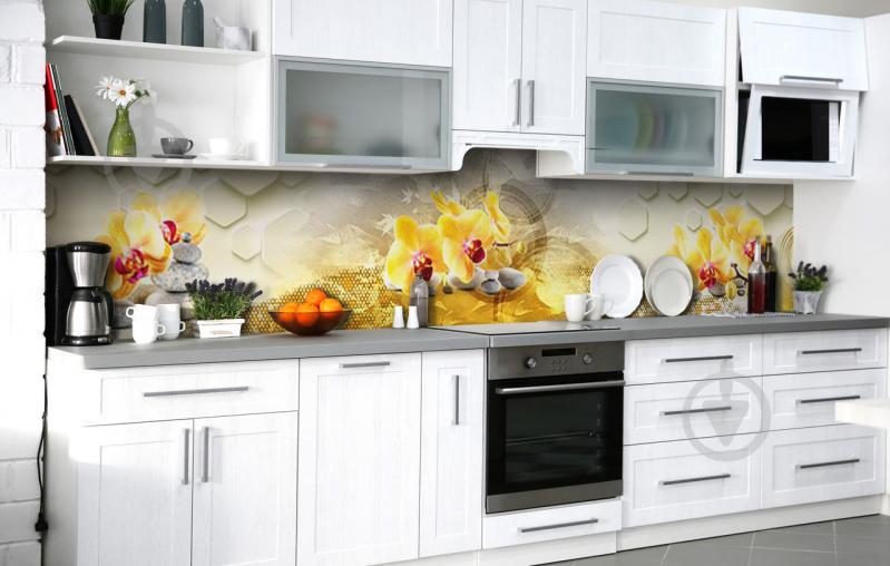 Скидали на кухню Zatarga «Медові орхідеї» 650х2500 мм вінілова 3Д наклейка кухонний фартух самоклеюча