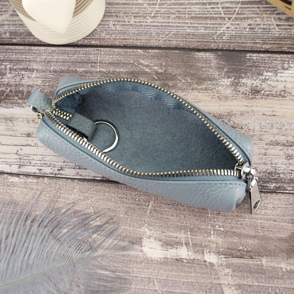 Ключница кожаная женская HC-109 на молнии Голубой - фото 6