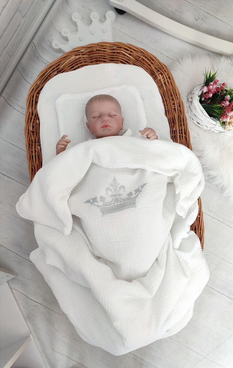 Набор в коляску 3в1 с короной муслин Белый (25011117)