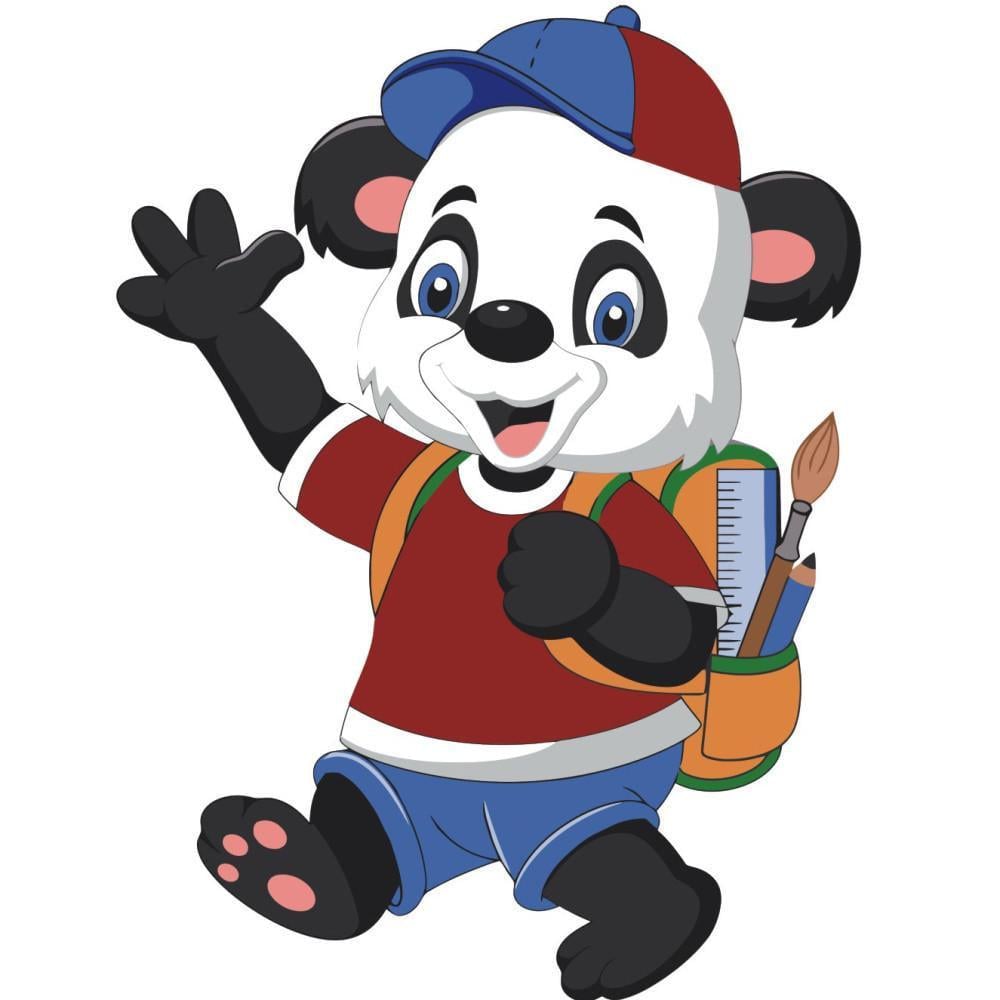 Картина по номерам Strateg Премиум Пандочка с рюкзачком с лаком30х30 см (ES092)