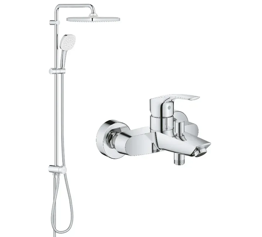 Душова система для ванни Grohe Tempesta System 250 Cube з Eurosmart New з тропічним душем Хром (26633303)