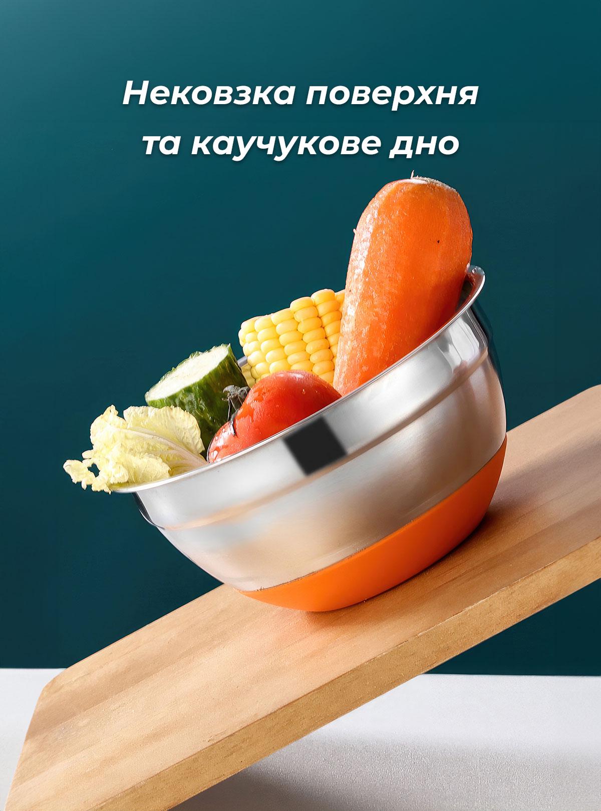 Набір металевих мисок OnePro 8836 із силіконовою кришкою 18-30 см 7 шт. Сірий (66190) - фото 7