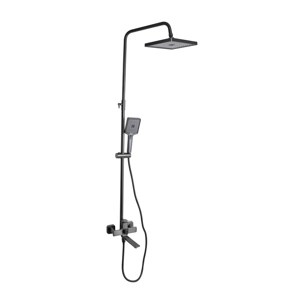 Душевая система с изливом Qtap Presto k35 универсальная на три потребителя Graphite (45585)