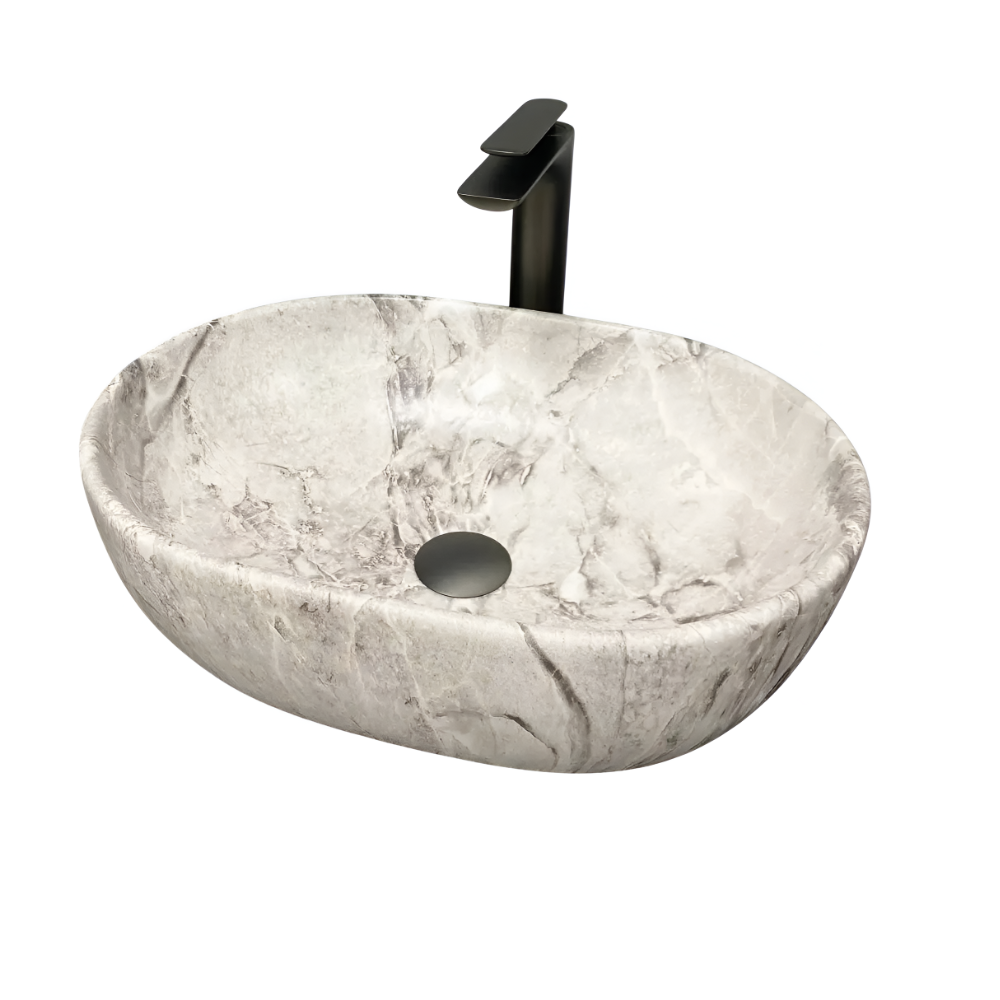 Раковина накладная VBI Modena S Stone Matt 345x485 мм овальная Бежевый матовый (RM-VBI-012002)