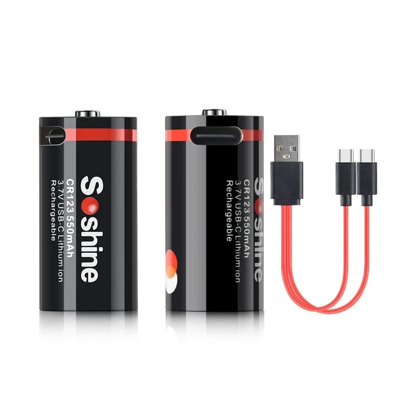 Батарейки акумуляторні Soshine з роз'ємом 2 шт. USB Type-C на 3,7 V/550 mAh Li-ion (CR123)