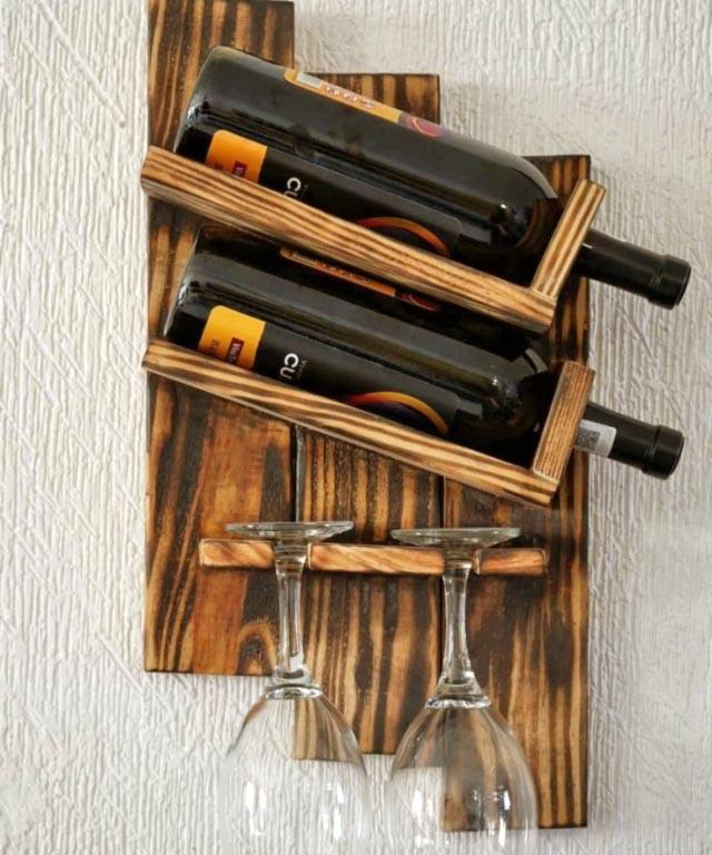 Полка для вина настенная из дерева Накате Трюфель (ПНК-026828)