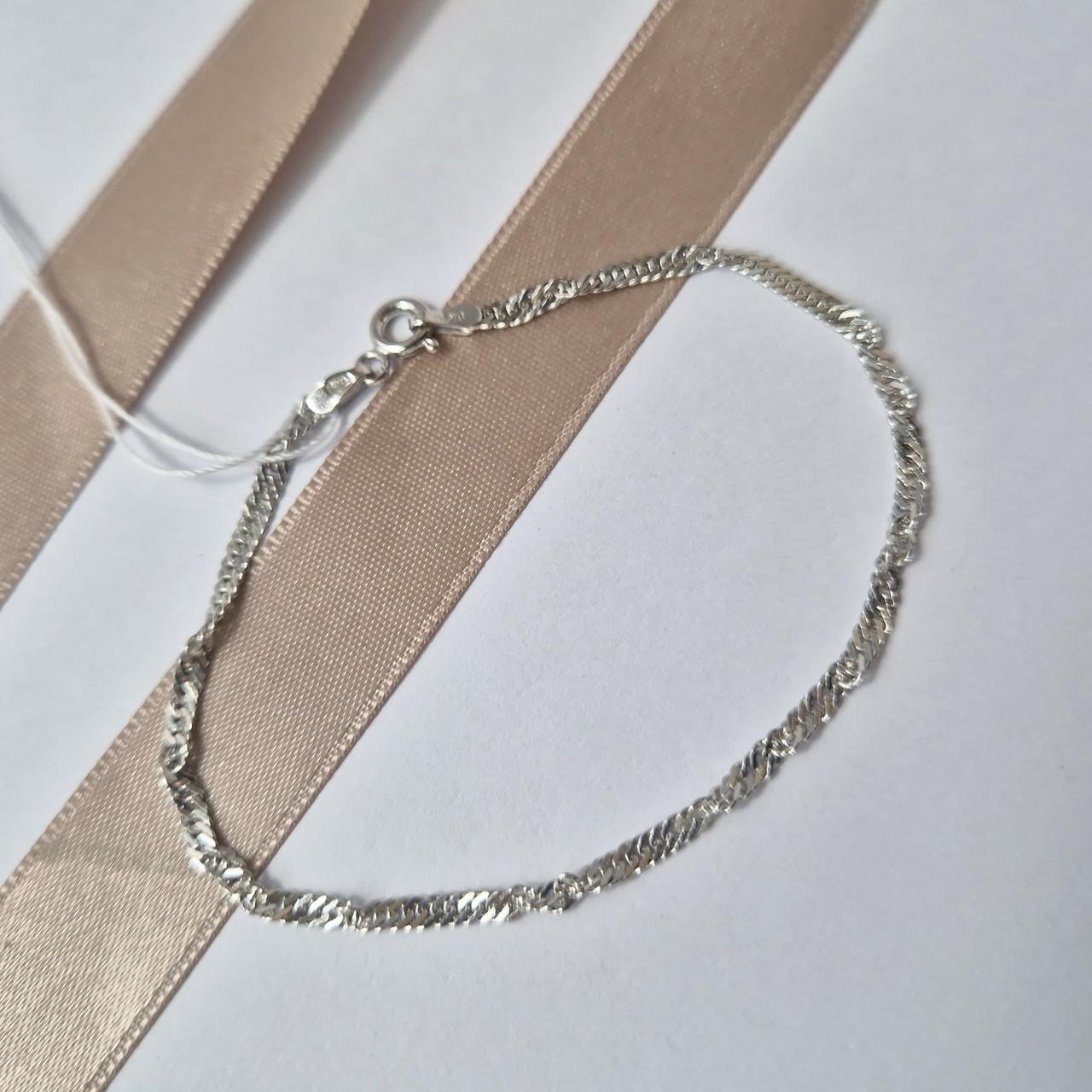 Браслет сингапур без камней серебро 925 пробы родированное 1,60 г 18 см (801р4/18)