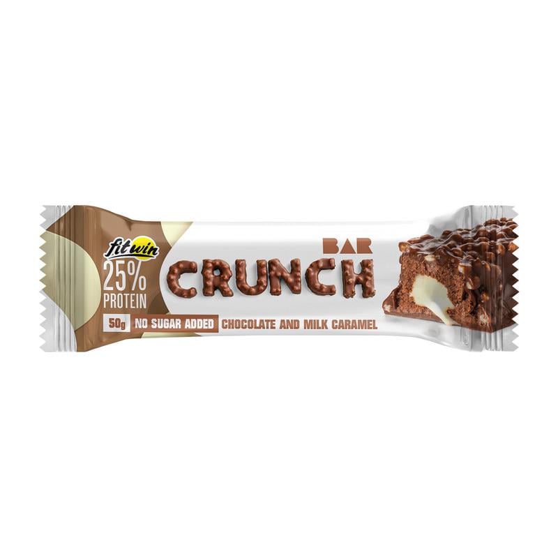 Протеиновый батончик 12 г білка без добавленного сахара FitWin Crunch Bar 50 г Шоколад/Молочна карамель