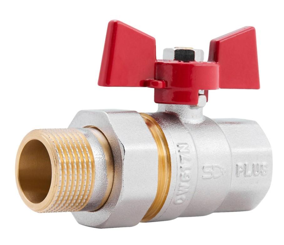 Кран кульовий із американкою Thermo Alliance Standart 3/4" ВЗ прямий латунь PN40 метелик (SD220NW20PN40)